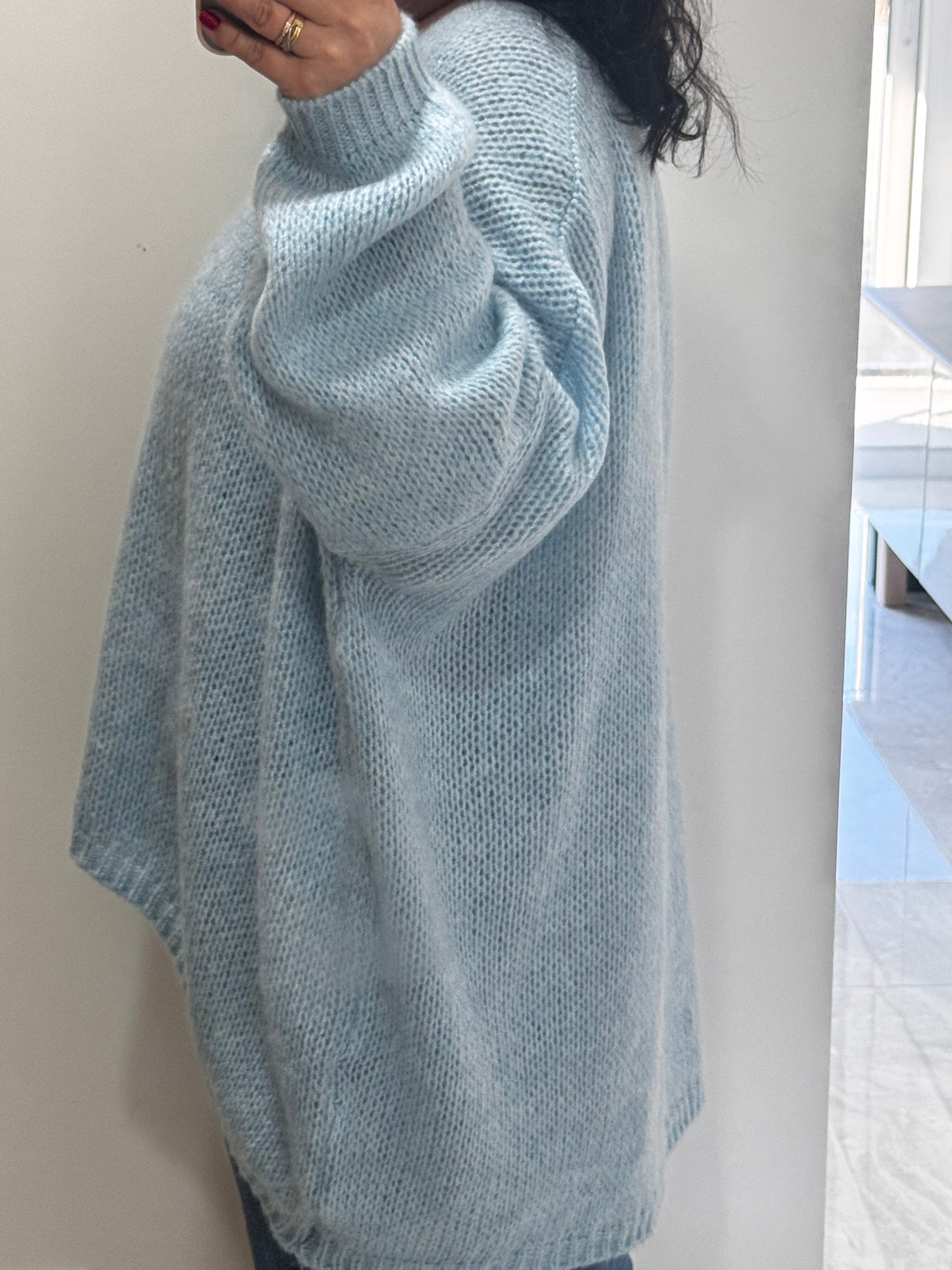 Pull col V Bleu - Oversize