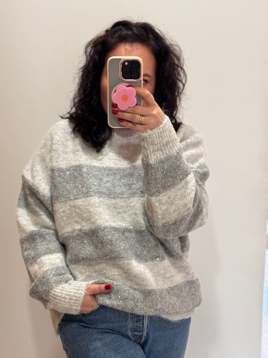 Pull tout Doux à rayures Gris