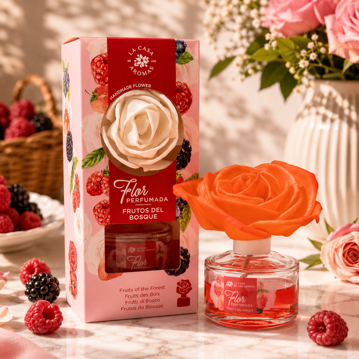 Mikado fleurs fruit rouge