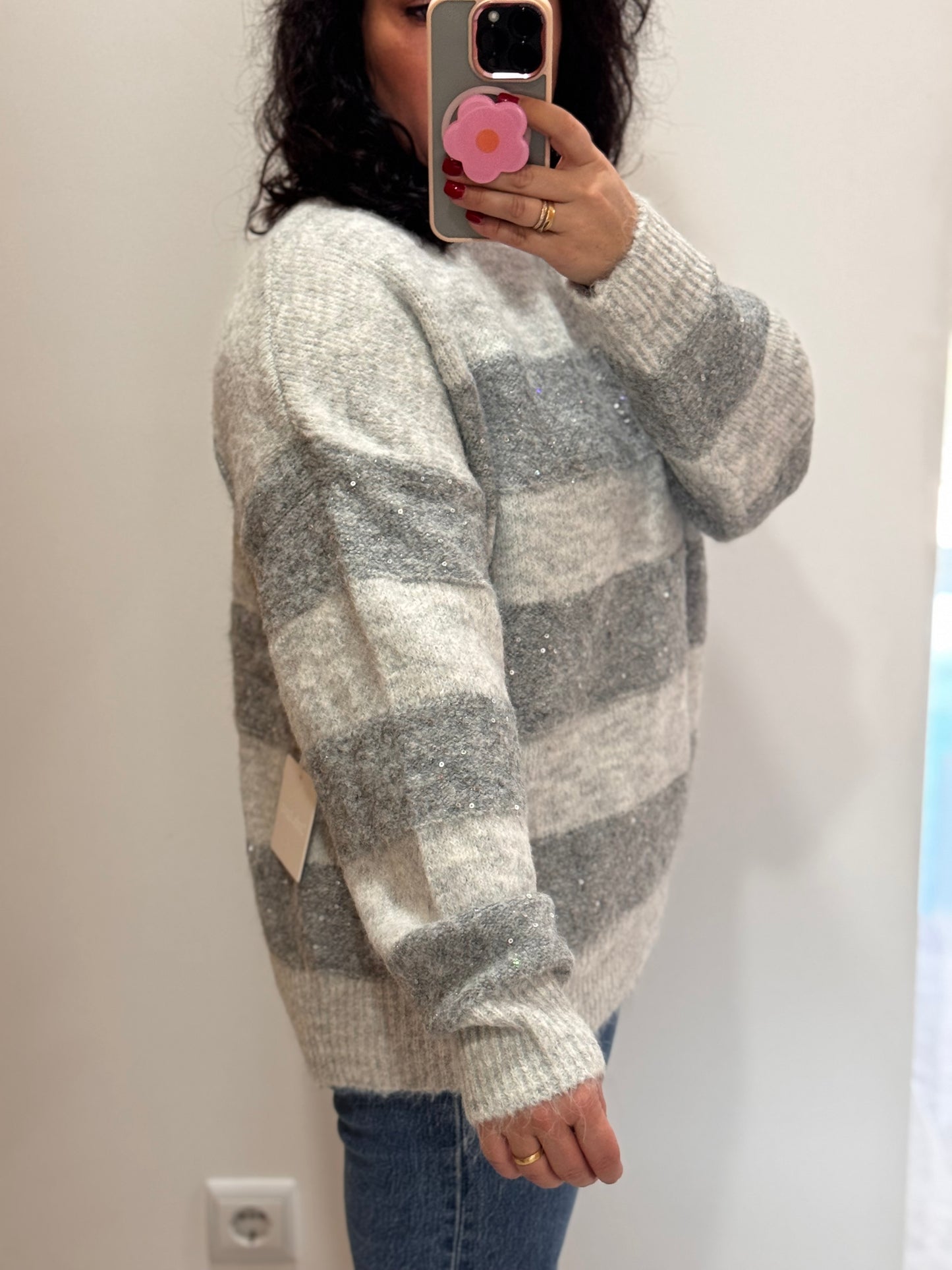 Pull tout Doux à rayures Gris