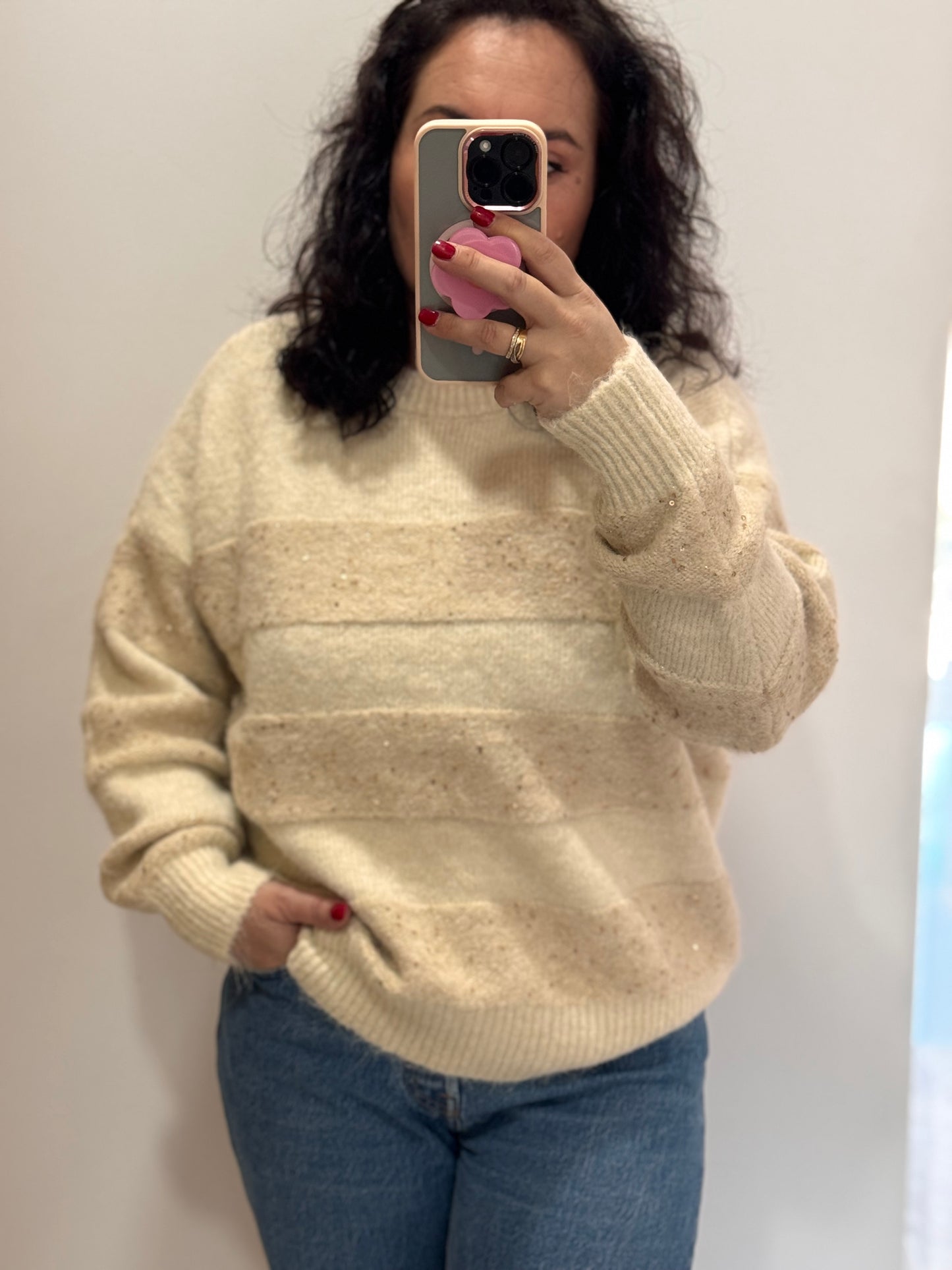 Pull tout Doux à rayures Beige