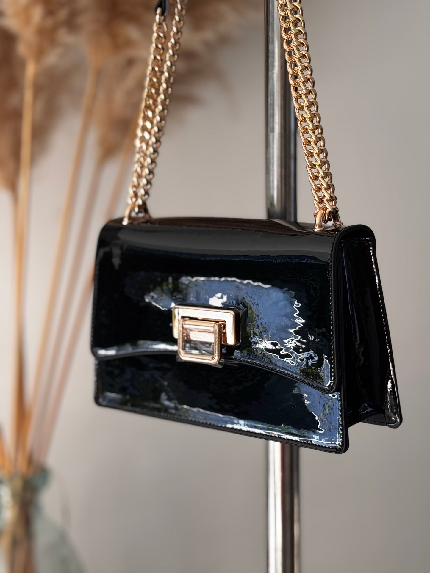 Sac à main brillant avec Chaîne doré