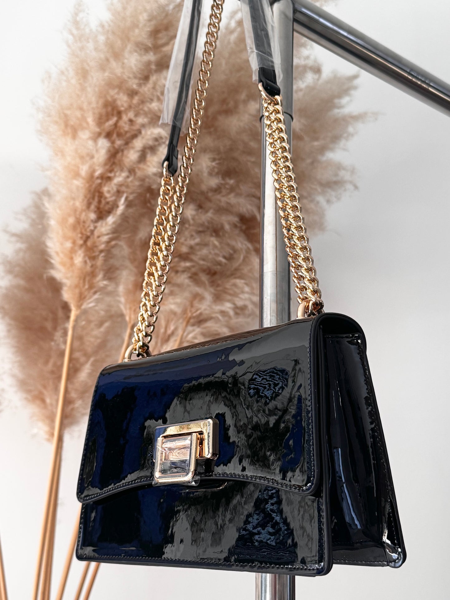 Sac à main brillant avec Chaîne doré