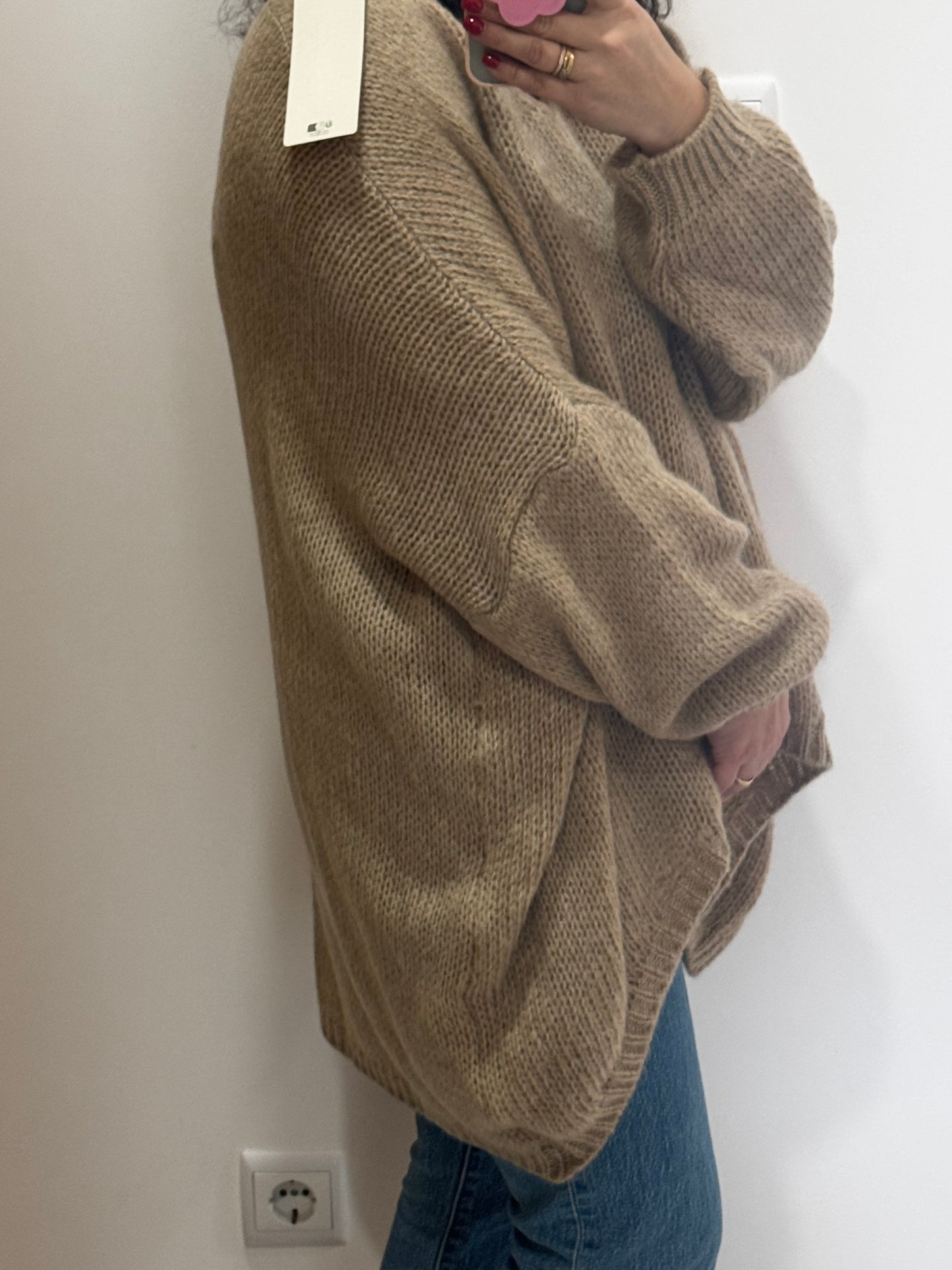 Pull col V Beige - Oversize