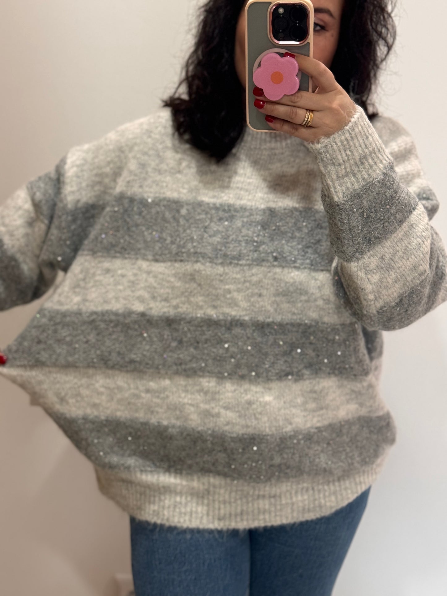 Pull tout Doux à rayures Gris