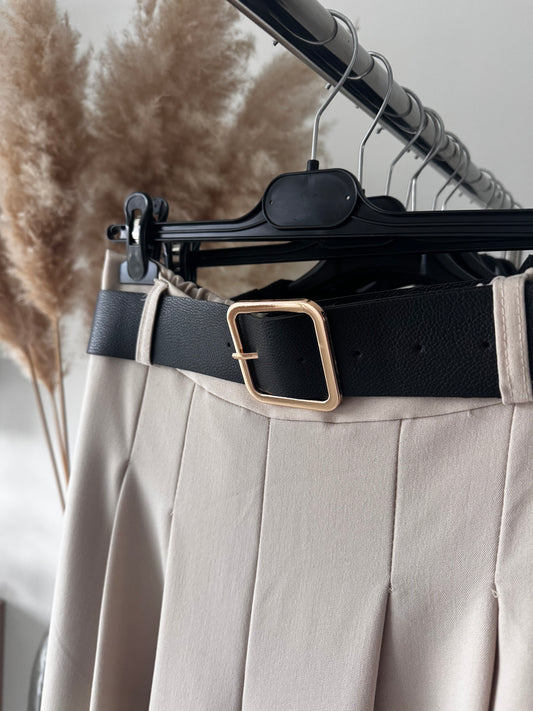 Pantalon Oversize Beige avec Ceinture